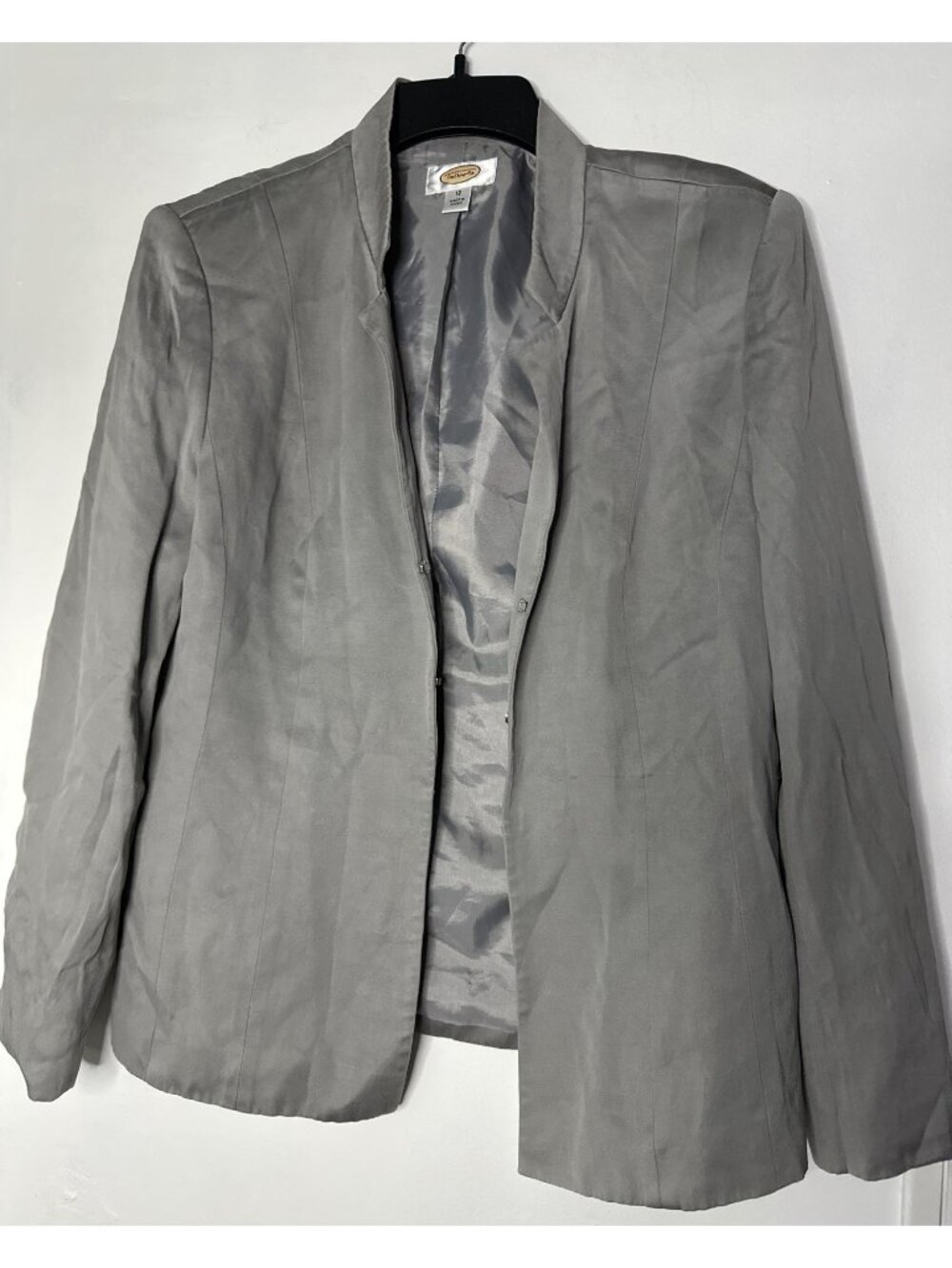 Talbots Women’s 12 Silk Blend Gray Blazer Quiet Luxury Old Money Minimalist